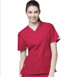 ❤️Red WonderWink Origins 😉 Scrub Top 🏥